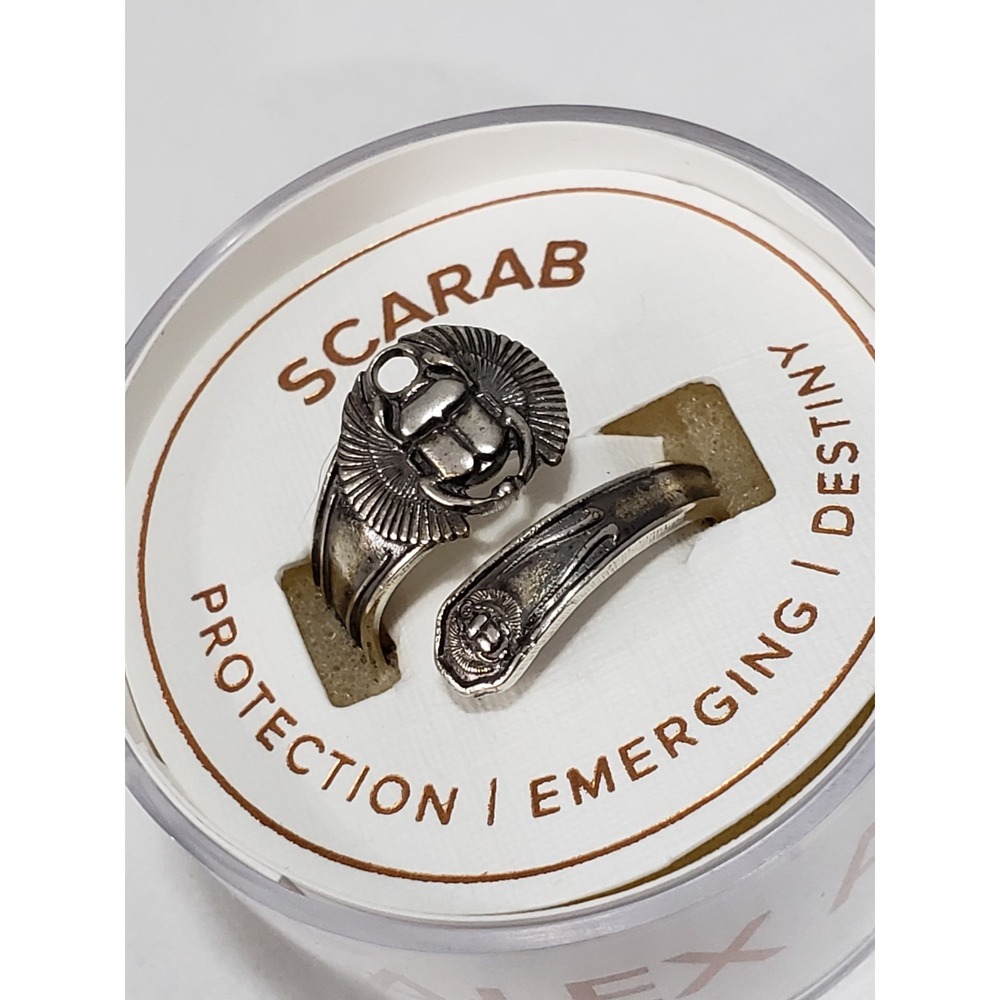 Alex & Ani Ring Egyptian Scarab Beetle Charm SPOON STERLING SILVER .925 BYPASS